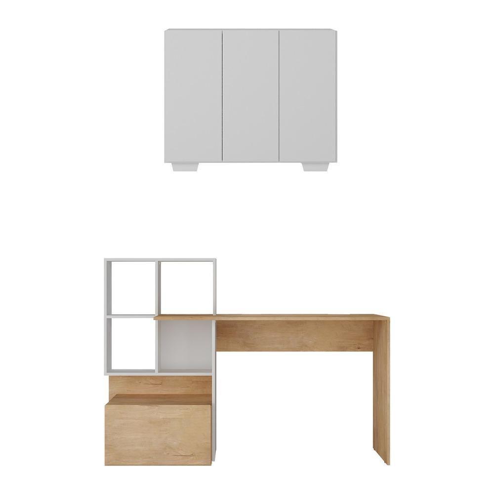 Conjunto Escritório Escrivaninha E Balcão 3 Portas Multimóveis Mp7007 Rustic/branco Rustic/branco - 5