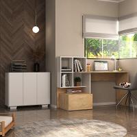 Conjunto Escritório Escrivaninha E Balcão 3 Portas Multimóveis Mp7007 Rustic/branco Rustic/branco - 2