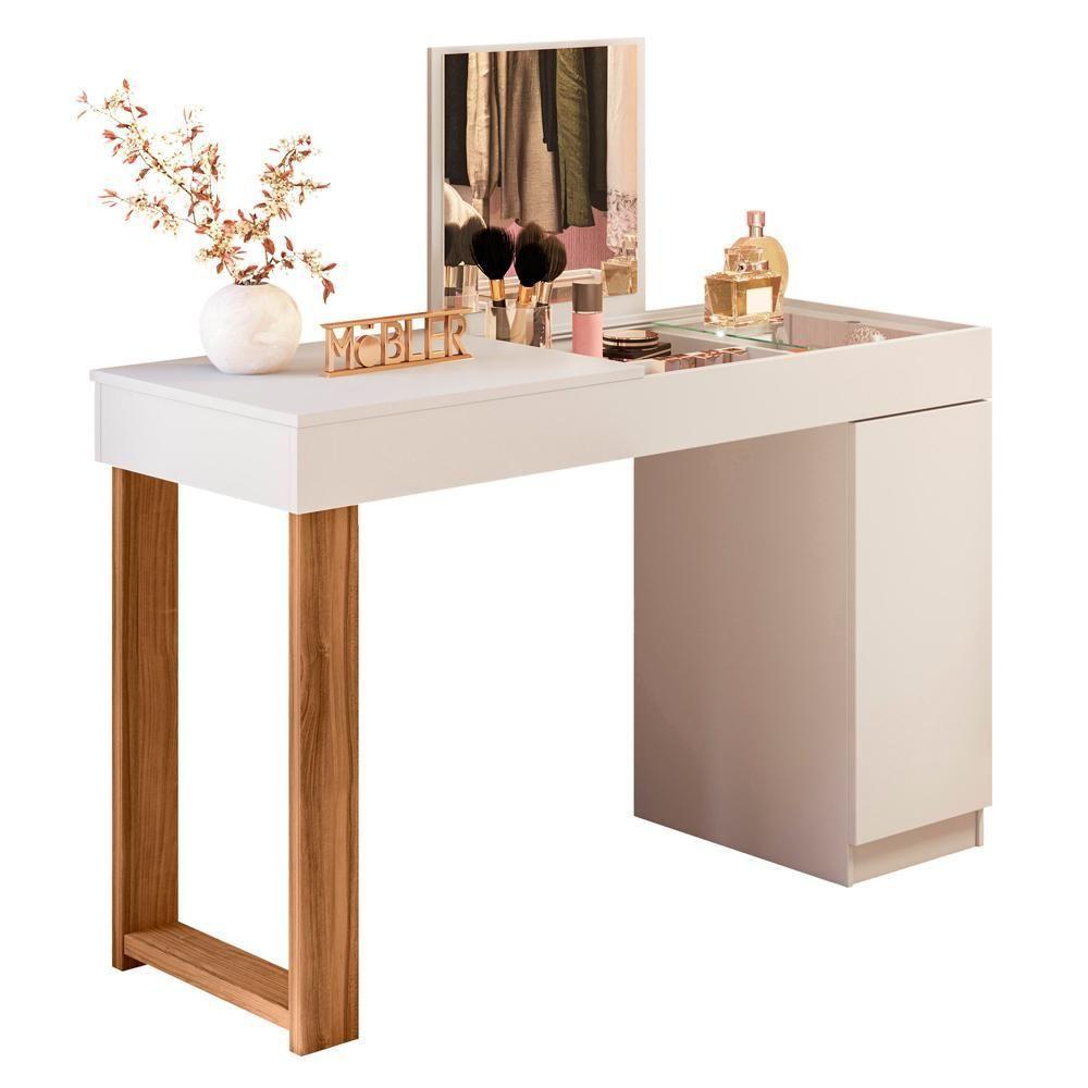Escrivaninha Penteadeira Marih 121 Cm Branco Cinamomo Mell Mbl Branco Cinamomo Mell - 1