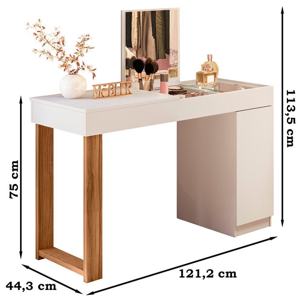 Escrivaninha Penteadeira Marih 121 Cm Branco Cinamomo Mell Mbl Branco Cinamomo Mell - 6
