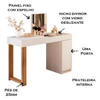 Escrivaninha Penteadeira Marih 121 Cm Branco Cinamomo Mell Mbl Branco Cinamomo Mell - 5