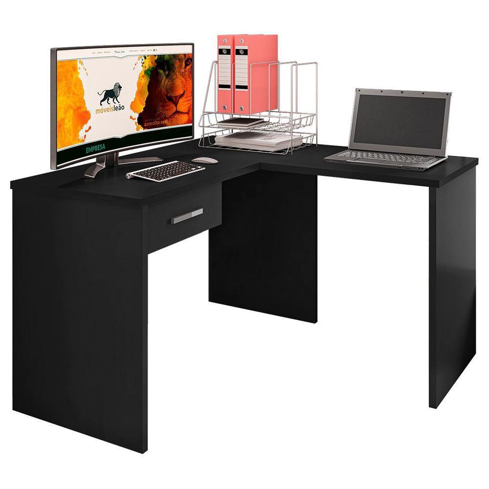 Mesa Escrivaninha Parati L01 Com Extensor E 1 Gaveta - Doce Sonho Móveis Preto - 6