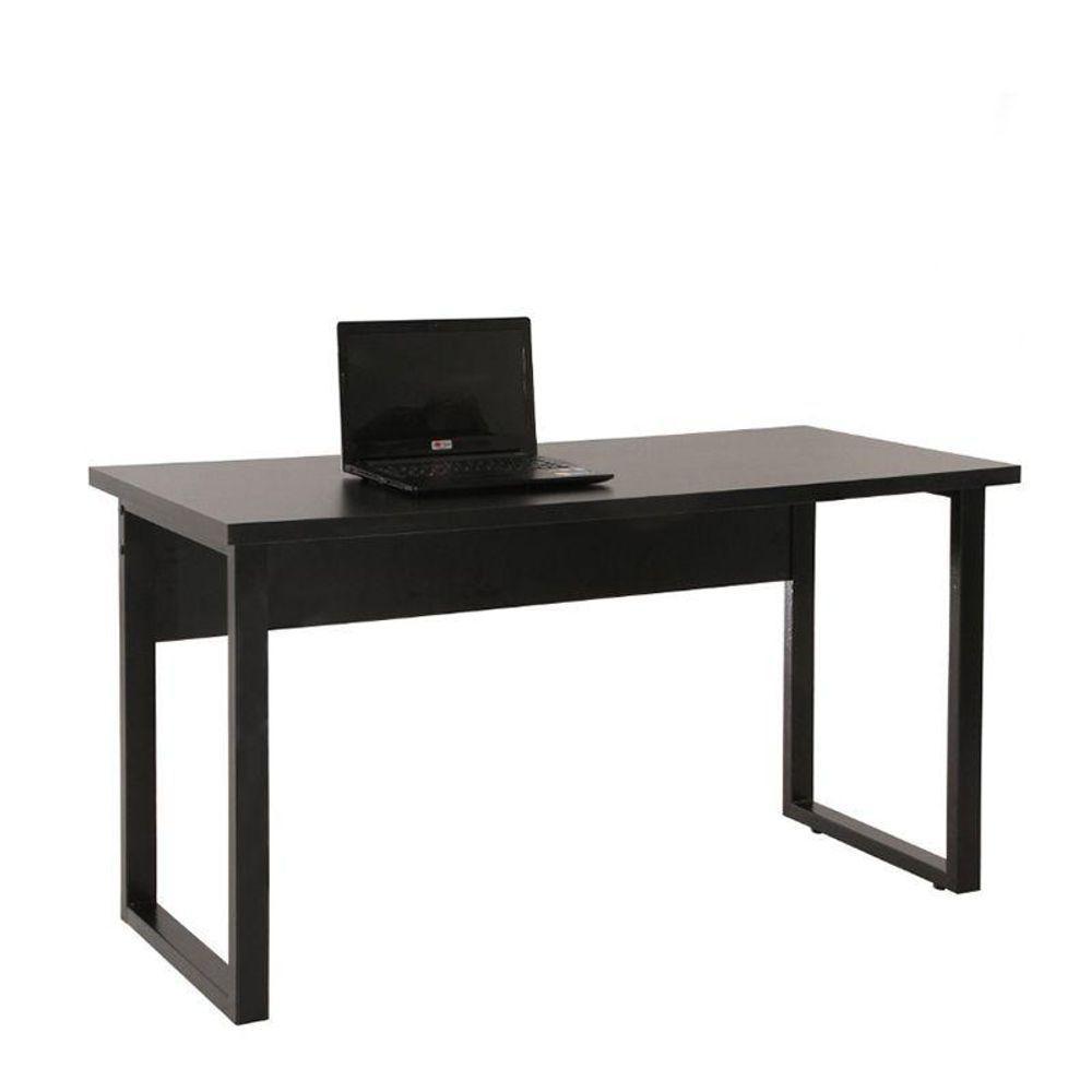 Mesa De Escritório Pé Tubular Pe25 Em Mdp 150 X 70 Cm Preta Com Base Preta - 1
