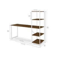 Escrivaninha Com Estante 4 Prateleiras Klm Móveis Amadeirado Com Branco - 2