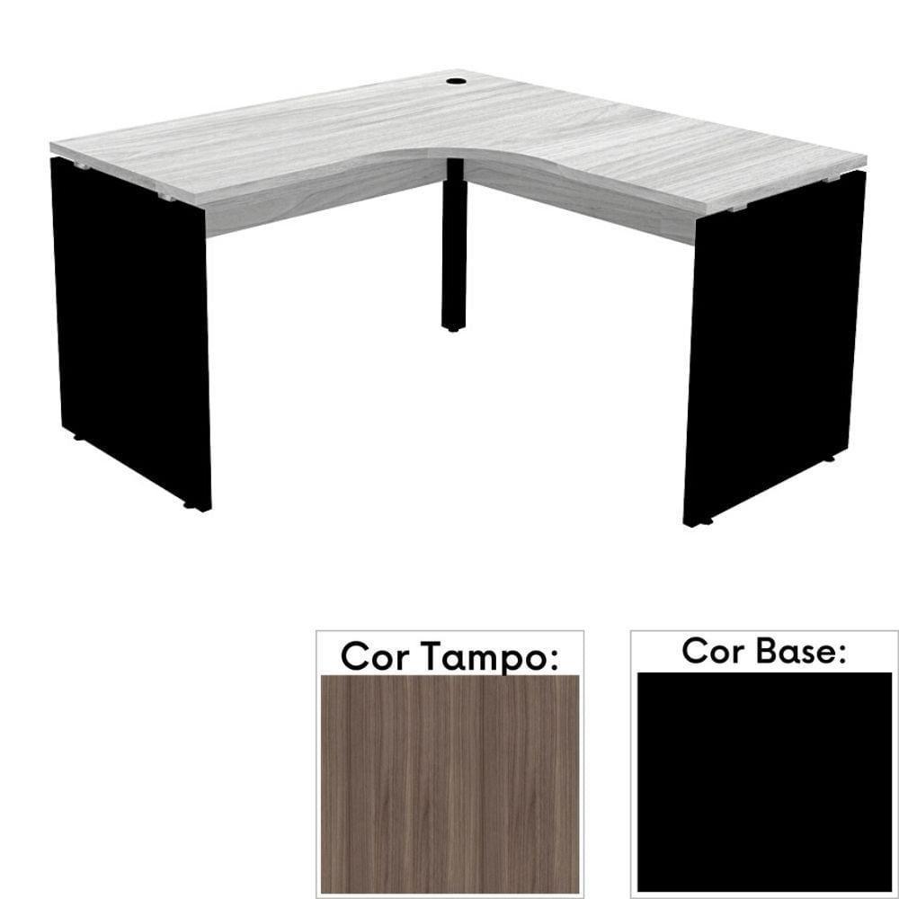 Mesa De Escritório Em L Pé Painel Pe25 Em Mdp 135 X 135 X 60 Cm Cor Walnut E Base Preta - 1
