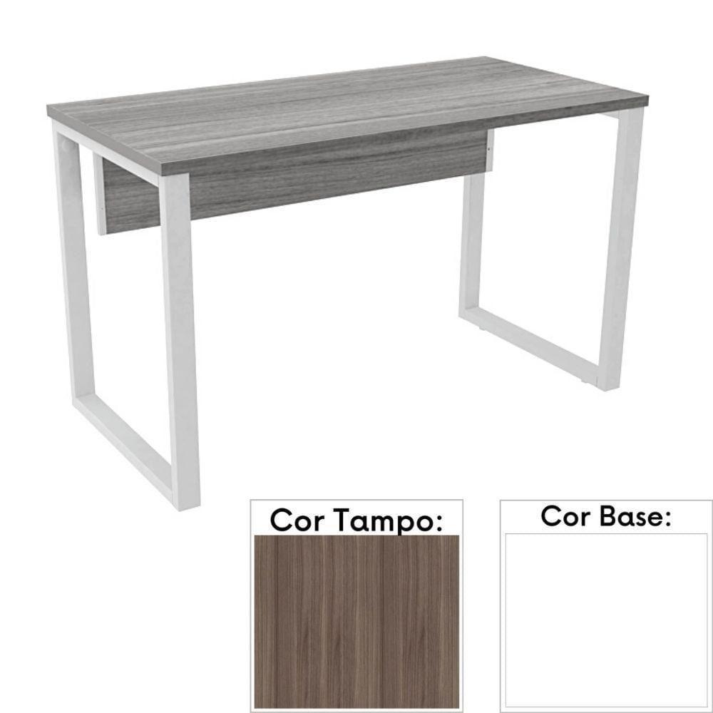 Mesa De Escritório Pé Tubular Pe25 Em Mdp 150 X 60 Cm Cor Walnut E Base Branca - 1