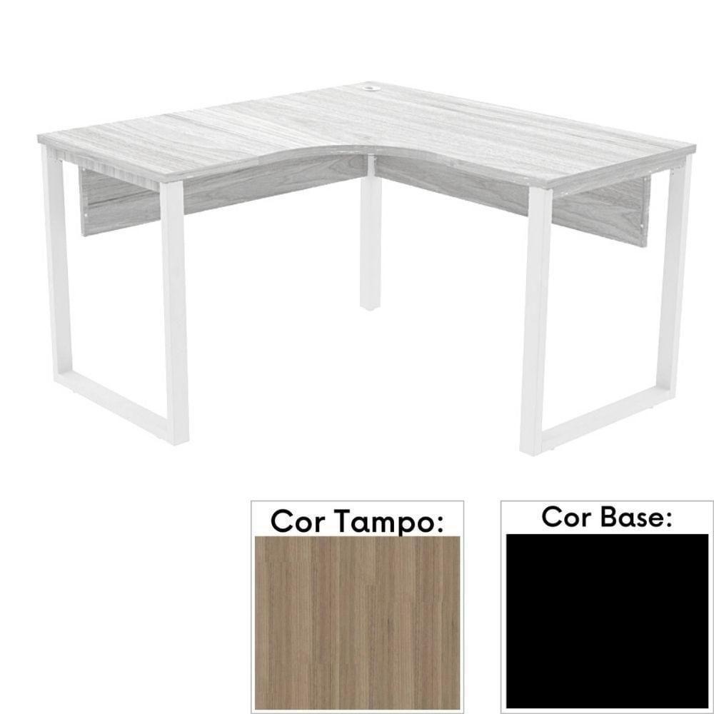 Mesa De Escritório Em L Pé Tubular Pe25 Em Mdp 155 X 155 X 60 Cm Cor Noce Naturalle E Base Preta - 1