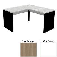 Mesa De Escritório Em L Pé Painel Pe25 Em Mdp 145 X 145 X 60 Cm Cor Noce Naturalle E Base Branca - 1