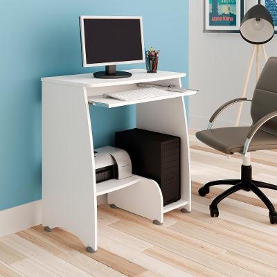 Mesa Escrivaninha Pixel com 3 Prateleiras MDP MDF 69cm Branco Texturizado