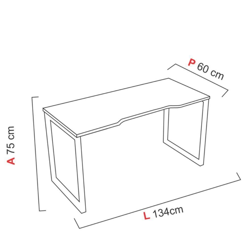 Mesa Gamer Retangular Home Office 134 X 60 Cm Pé Tubular Preto Com Borda Preta - 2