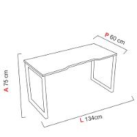 Mesa Gamer Retangular Home Office 134 X 60 Cm Pé Tubular Preto Com Borda Preta - 2