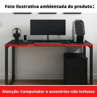 Mesa Gamer Retangular Home Office 134 X 60 Cm Pé Tubular Preto Com Borda Preta - 3
