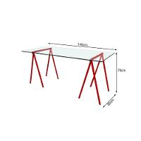 Escrivaninha De Vidro Itaim Cavalete Base Ferro Vermelho - Cor: Branco - 3