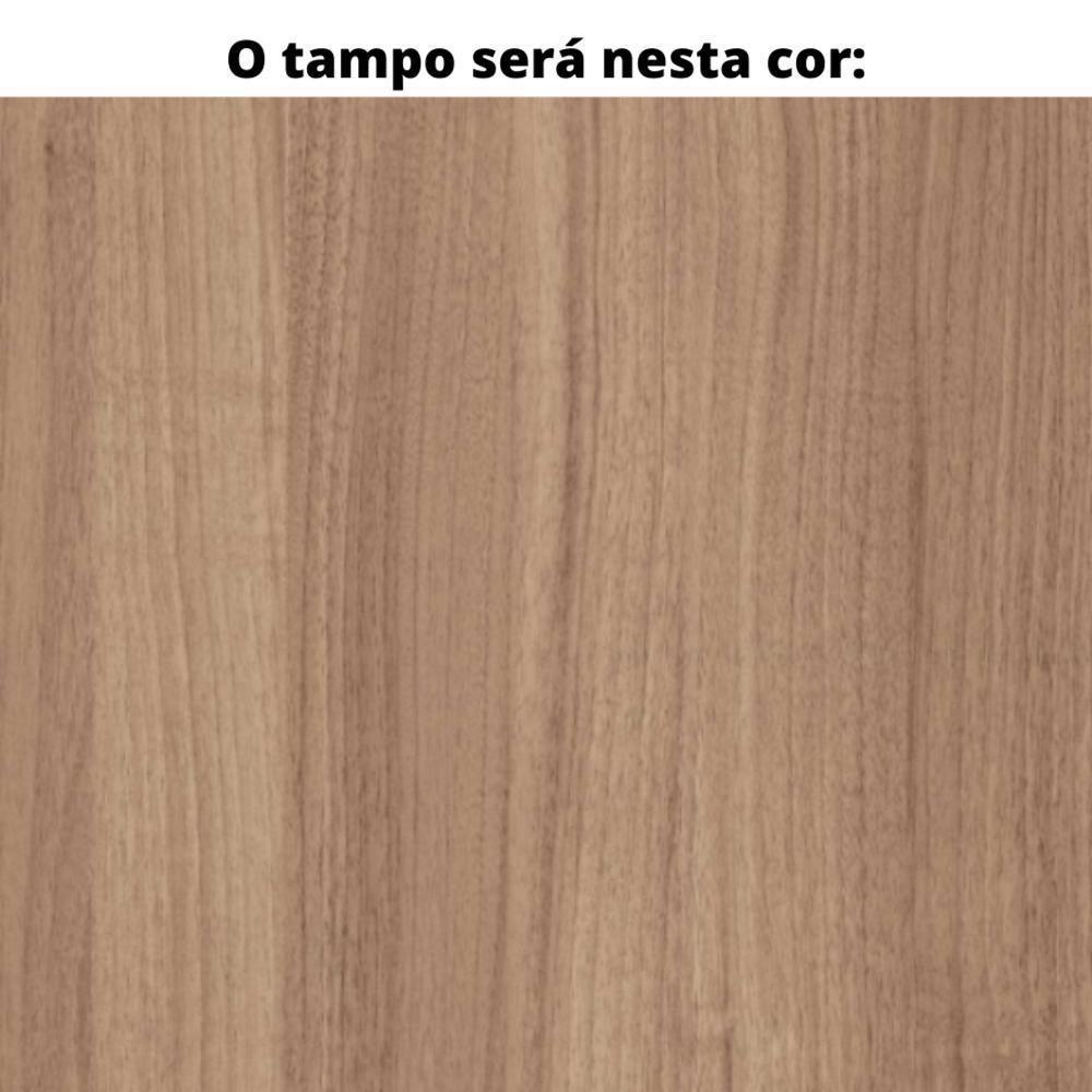 Mesa De Reunião Retangular 260 X 120 Cm Pé Tubular Pe25 Em Mdp Noce Naturalle Base Branca - 3