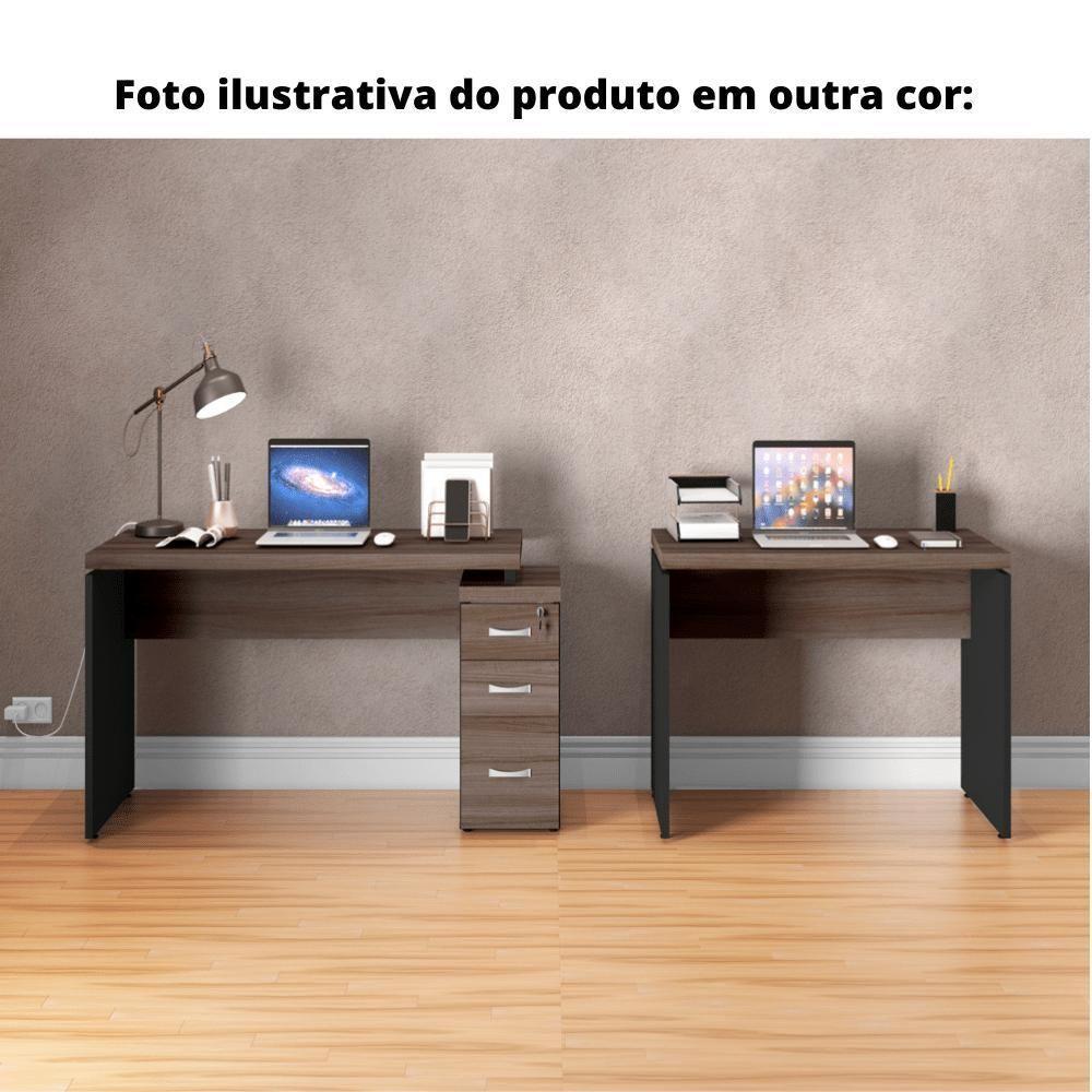 Mesa Pé Painel Com Gaveteiro 3 Gavetas Pe40 Em Mdp 164 X 60 Cm Noce Naturalle Base Preta - 2