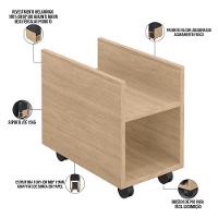 Kit 02 Suportes Para Cpu E Nobreak Com Rodízios Guide L03 Amadeirado - 3