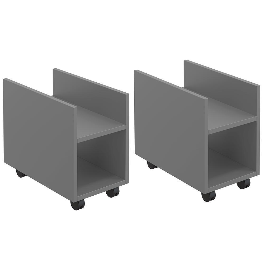 Kit 02 Suportes Para Cpu E Nobreak Com Rodízios Guide L03 Cinza - 1