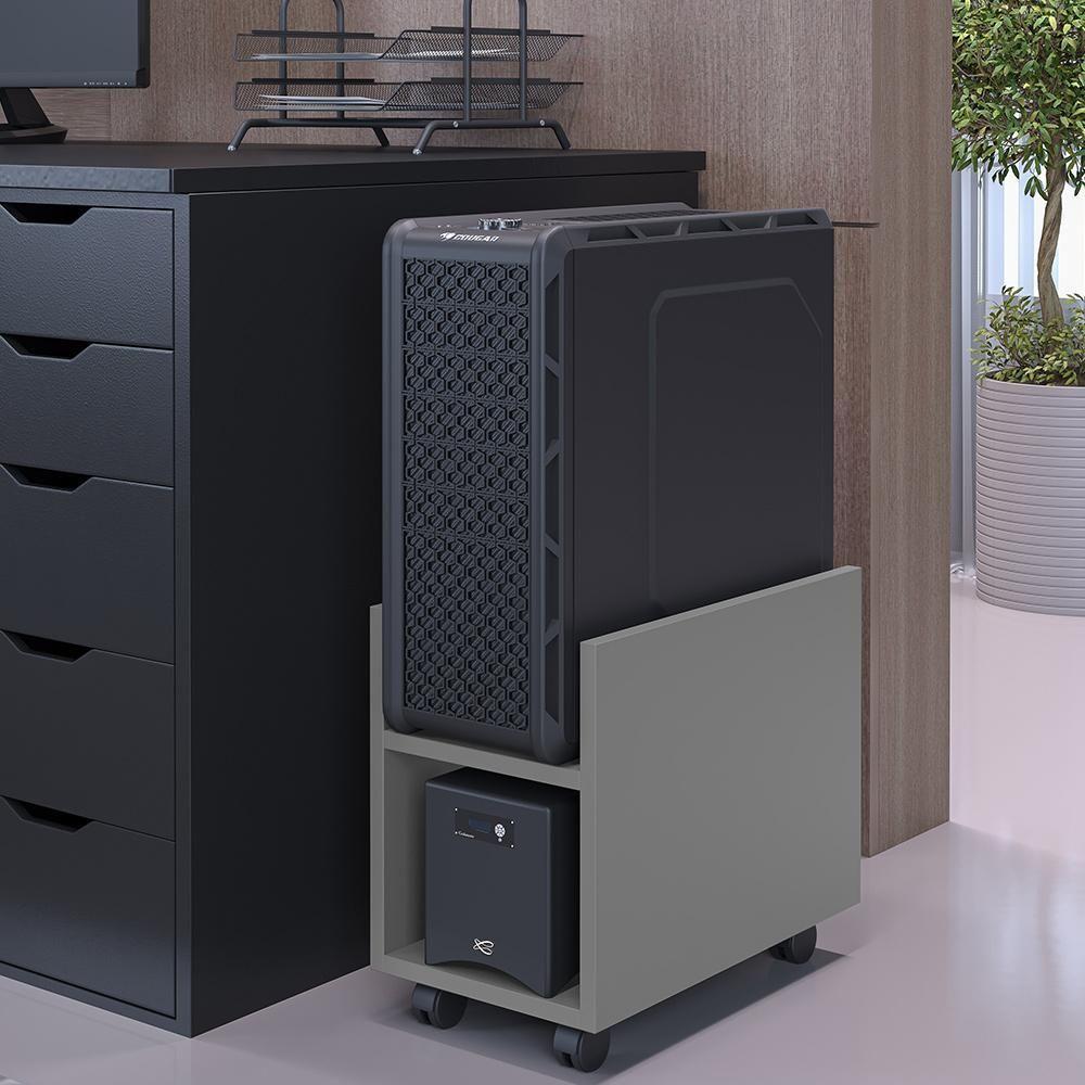 Kit 02 Suportes Para Cpu E Nobreak Com Rodízios Guide L03 Cinza - 4