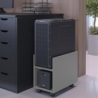 Kit 02 Suportes Para Cpu E Nobreak Com Rodízios Guide L03 Cinza