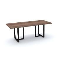 Mesa De Reunião Retangular 200 X 90 Cm Pé Tubular Pe40 Em Mdp Walnut Base Preta - 1