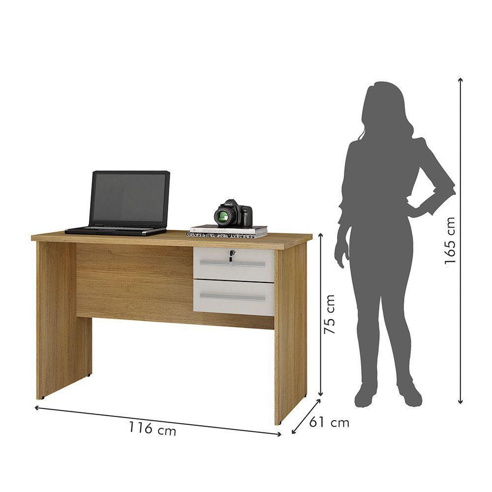 Mesa Para Computador 2 Gavetas Byte Valdemóveis Off White/cinamomo - 4