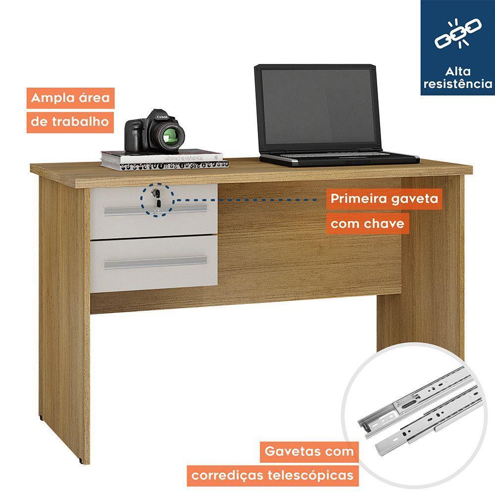 Mesa Para Computador 2 Gavetas Byte Valdemóveis Off White/cinamomo - 5