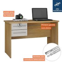 Mesa Para Computador 2 Gavetas Byte Valdemóveis Off White/cinamomo - 5