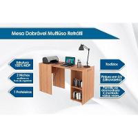 Mesa Multiuso Escritório Retrátil ME4170 c/ 2 Nichos Amêndoa - Tecno Mobili - 6