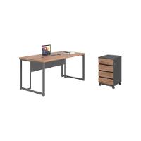 Jogo De Escitório Com Gaveta Esc Noce Preto - 1