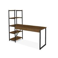 Escrivaninha Com Estante 4 Prateleiras Klm Móveis Amadeirado Com Preto - 1