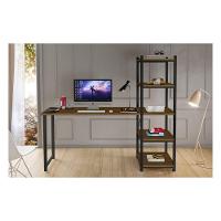 Escrivaninha Com Estante 4 Prateleiras Klm Móveis Amadeirado Com Preto - 2