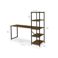 Escrivaninha Com Estante 4 Prateleiras Klm Móveis Amadeirado Com Preto - 3