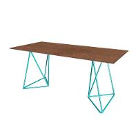 Escrivaninha Bela Vista Cavalete Tampo Imbuia Base Ferro Azul Turquesa - Cor: Marrom - 1