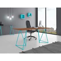 Escrivaninha Bela Vista Cavalete Tampo Imbuia Base Ferro Azul Turquesa - Cor: Marrom