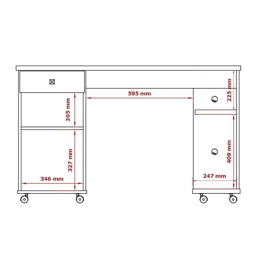 Mesa De Computador Com Prateleiras Million Branco Patrimar - 6