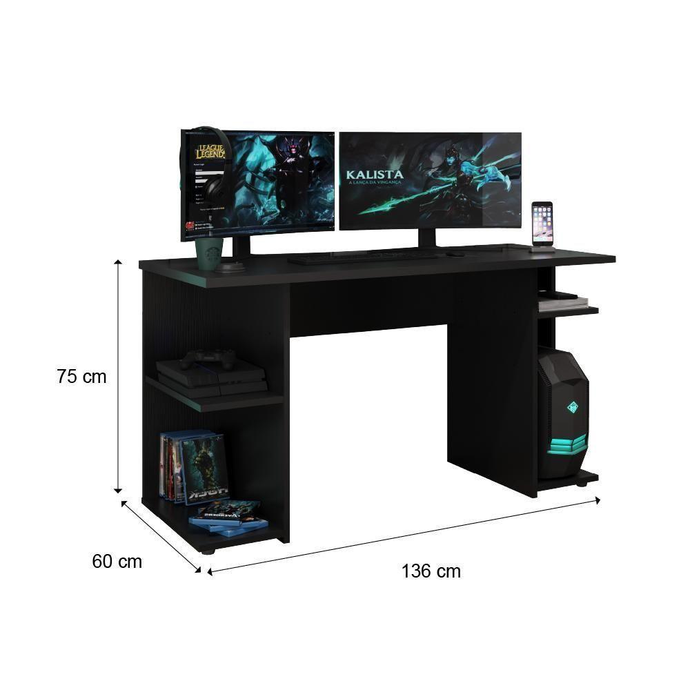 Mesa Para Computador Gamer E Painel Para Tv Até 55 Polegadas Preto Carraro - 1