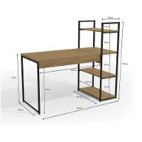 Mesa De Escritório Industrial 3 Prateleiras Freijó 1,36m