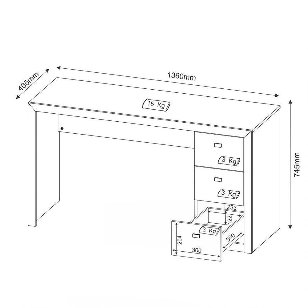 Mesa Para Computador 3 Gavetas Me4102 Rústico - 2