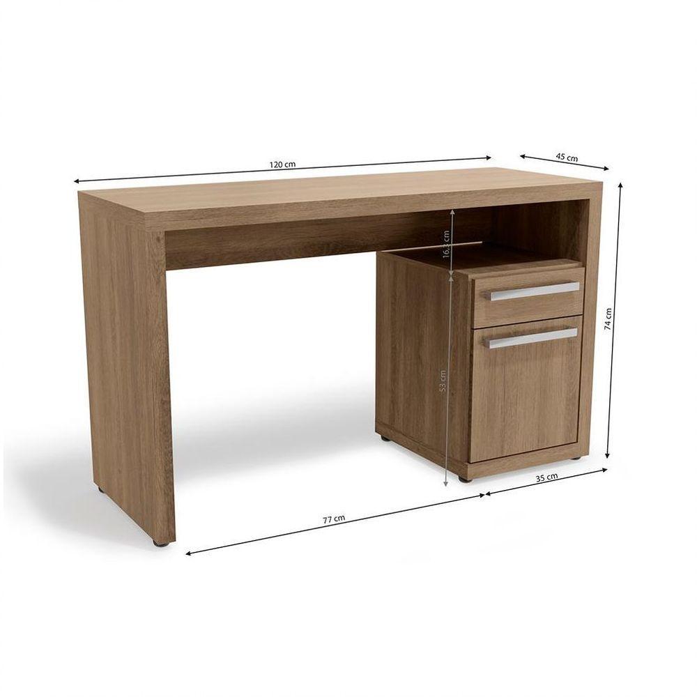 Mesa De Escritório Escrivaninha 1 Gaveta 1 Porta Nogal 1,20m - 2