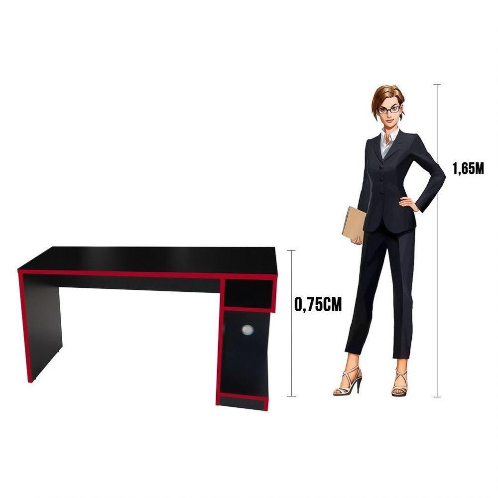 Mesa Para Computador Notebook Gamer 136cm Player F02 Preto/vermelho - 3