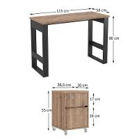 Mesa Escrivaninha Estilo Industrial Com Armário Baixo Chess F04 Preto/Solanum - Mpozenato - 2