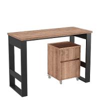 Mesa Escrivaninha Estilo Industrial Com Armário Baixo Chess F04 Preto/Solanum - Mpozenato - 3