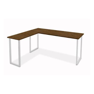 Mesa De Escritório Em L Estilo Indústrial Klm Móveis Amadeirado Com Branco