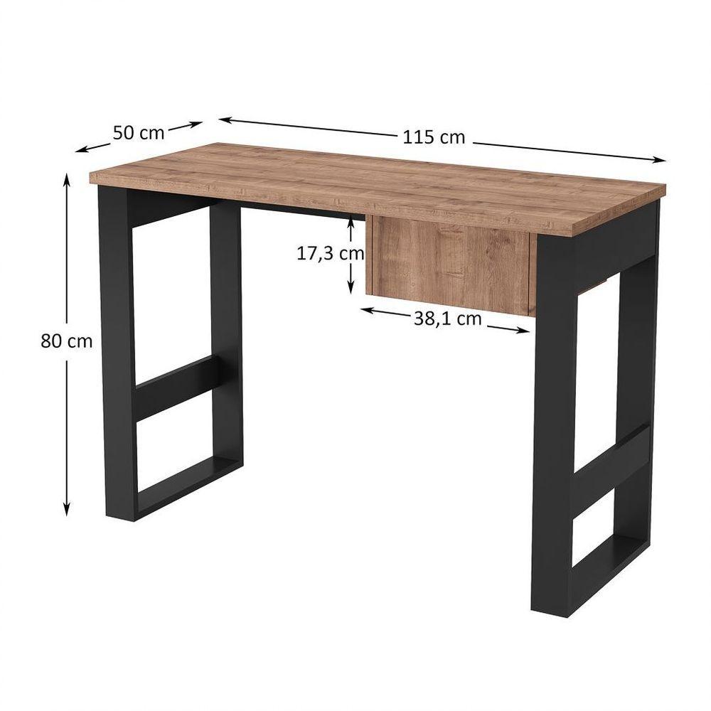Mesa Para Computador Estilo Industrial Com Gaveta Chess F04 Preto/solanum - Mpozenato - 2