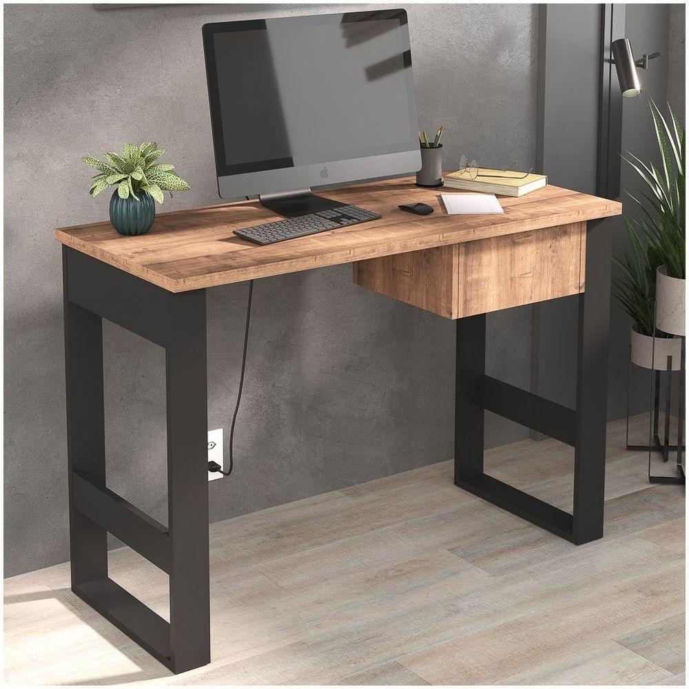 Mesa Para Computador Estilo Industrial Com Gaveta Chess F04 Preto/solanum - Mpozenato - 4