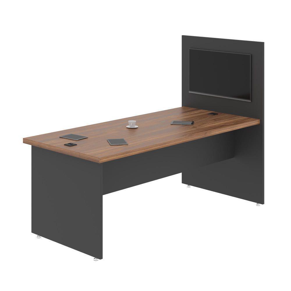 Mesa Com Painel Clat Noce Preto - 1