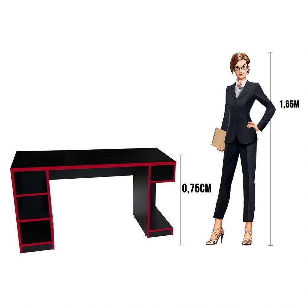 Mesa Para Computador Notebook Gamer 136cm Player Pro F02 Preto/vermelho - 3