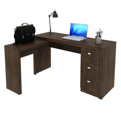 Mesa Em L Para Escritório 3 Gavetas Me4101 Rústico