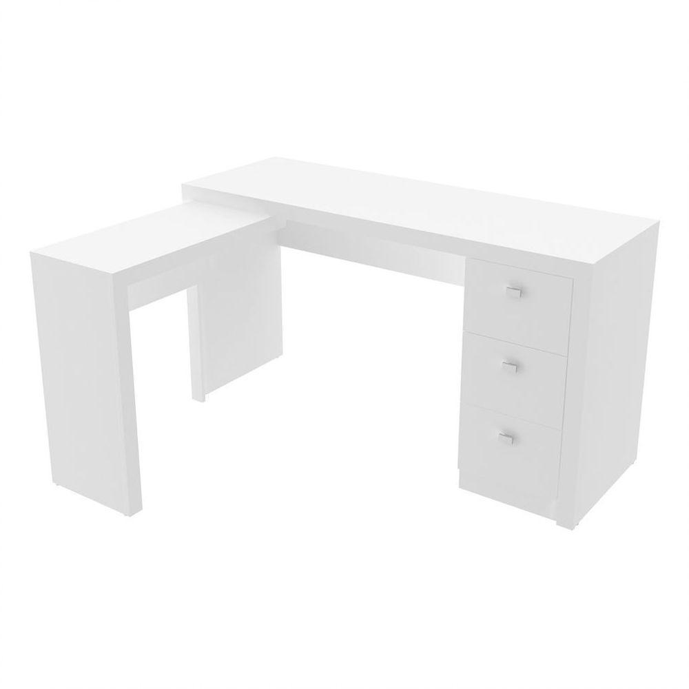 Mesa Em L Para Escritório 3 Gavetas Me4101 Branco - 4