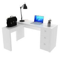 Mesa Em L Para Escritório 3 Gavetas Me4101 Branco - 1